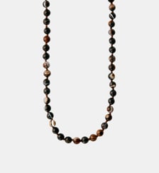 Collier en argent 925 plaqué or jaune 18K avec perles d’agate noire Aristocrazy