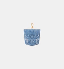 Breloque porte-cartes en forme de poche en denim Pinko