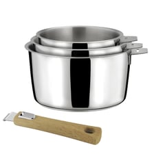 Malice - Série de 3 casseroles 16/18/20cm inox avec poignée effet bois clair Cuisinox