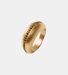 Bague bombée en argent 925 plaqué or jaune 18K avec quartz bruns Aristocrazy