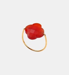 Bague or jaune trefle cornaline Morganne Bello