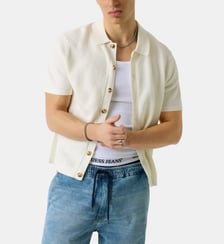 Polo droit en coton signature Guess Jeans