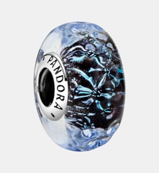 Charm Océan Verre de Murano Bleu Foncé Ondulé Pandora