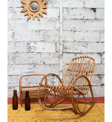 Rocking-chair en rotin clair Alibert N°66- Produit chiné Debongout