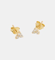 Puces d'oreilles 3 zircons - argent 925 doré Balaboosté