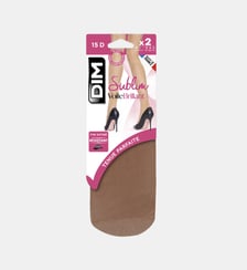 Lot de 2 paires de Mi-Bas Voile Brillant Transparent 15D Sublim Dim