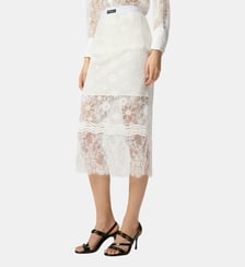 Jupe midi en dentelle avec petites fentes Pinko