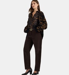IVO FIVE-POCKET PANTS IN GARMENT-DYED VELVET - CHOCOLATE Momonì