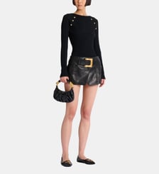 Jupe courte en cuir avec ceinture Balmain