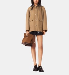 Manteau en laine à capuche amovible Maje