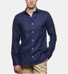 Chemise en lin marine coupe droite Atelier Privé