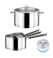 Elysée - Lot 6 pièces - 3 casseroles 16/18/20 cm, 1 faitout 24 cm, 1 couvercle universel et 1 pierre d'argent® Cuisinox