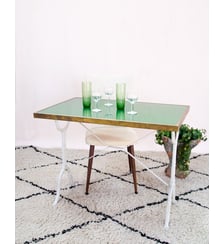 Table à manger bistrot vintage en émail et fonte Denise N°1377 - Produit chiné Debongout