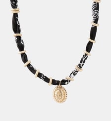 Collier tissu à breloques noir et doré Balaboosté