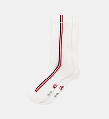 Chaussettes de sport mi-hautes rayées turquoise et vert menthe Le Slip Francais