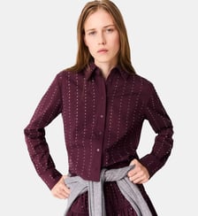 Chemise courte strassée en coton Maje