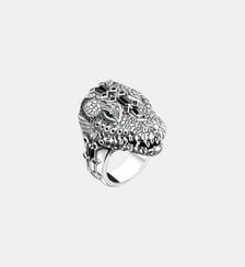 Bague tête de crocodile, argent noirci et gemmes Thomas Sabo