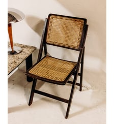 Chaise au cannage clair à la structure en bois teint Alma N°1972- Produit chiné Debongout