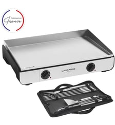 Plancha électrique Pro 65L noir 2 brûleurs à poser, 65x40 cm + kit d'accessoires Lagrange