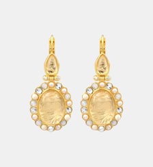 Boucles d'oreilles dormeuses poire et ovales Océane  doré à l'or fin - Oceane Satellite