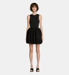 Robe courte à volants en dentelle Sandro