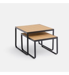 Lot de 2 tables basses gigognes, en plaqué chêne et métal acier La Redoute Interieurs