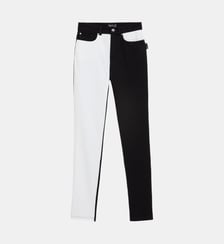 pantalon slim bicolore noir et blanc Agnès b.