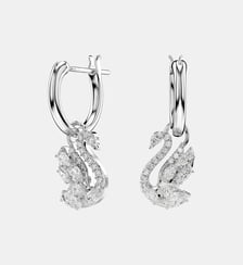 Pendants d'oreilles Swan, Cygne, Métal rhodié Swarovski