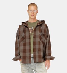 Chemise à capuche effet usé en flanelle à carreaux Diesel