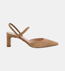 Pinto - Slingback En Cuir Chèvre Velours Camel Parallèle