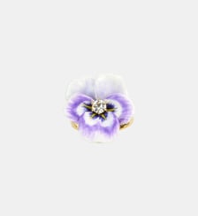Bague cocktail pensée violette et cristal taillé Les Néréides