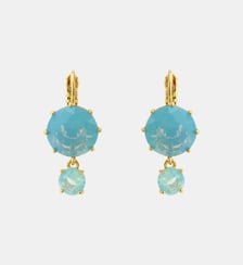 Boucles d'oreilles dormeuses deux pierres La Diamantine Bleu Glacier Les Néréides