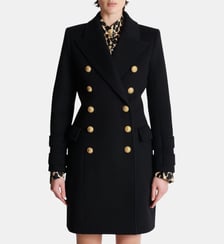 Manteau 10 boutons en laine et cachemire Balmain