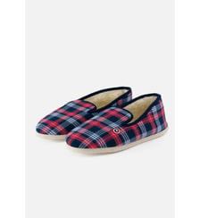 Chaussons d'intérieur à motif tartan bleu, blanc, rouge - Pantoufles Tartan Bleu Blanc Rouge Le Slip Francais