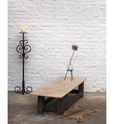 Table basse en bois et marbre Léonie N°468- Produit chiné Debongout