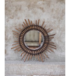 Miroir soleil en rotin Georges N°1480 - Produit chiné Debongout