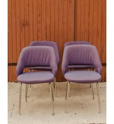 Lot de 4 chaises en tissu violet Alma N°2078- Produit chiné Debongout