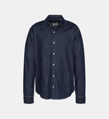 Chemise bleu à manches longues en denim Schott