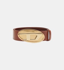 Ceinture en cuir de 4 cm avec plaque Oval D Diesel