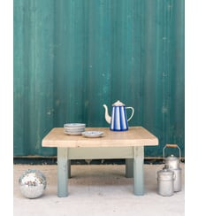 Table basse en bois vert d'eau Léonie N°1065- Produit chiné Debongout