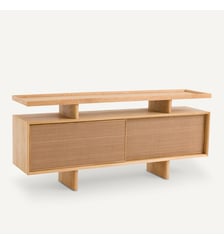 Buffet console chêne plaqué et cuir AM.PM
