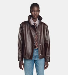 Blouson oversize en cuir Sandro