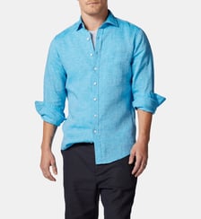 Chemise unie slim en lin manches longues Coromandel unisexe Rodd & Gunn