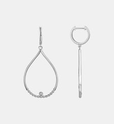 Boucles d'oreilles pendantes perlées Envolée en Argent avec diamant blanc La Garçonne Diamant