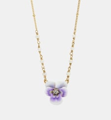 Collier pendentif pensée violette et cristal taillé Les Néréides
