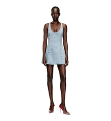 Robe courte en denim à motif pied-de-poule avec cristaux Diesel