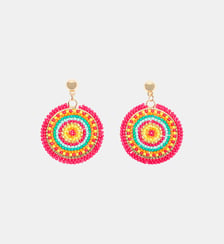 Boucles d'oreilles rondes en perles de rocaille multicolore Balaboosté