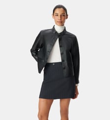 Veste cuir col montant Ikks