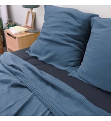 Drap plat en gaze de coton, SIMPLEMENT GAUFRÉ Blanc Cerise