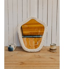 Miroir en osier blanc Georges N°1523 - Produit chiné Debongout